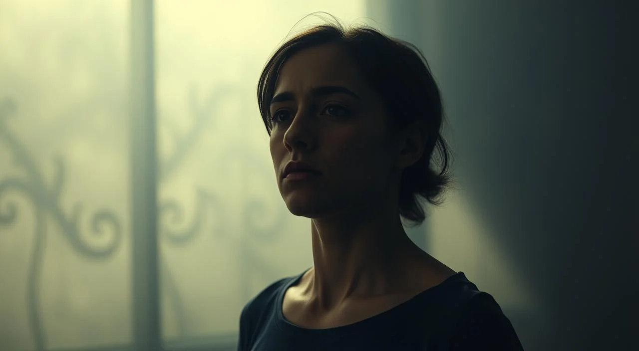A contemplative figure stands in a dimly lit room, their expression revealing a deep sense of vulnerability and unease. The background is a hazy, abstract space, suggestive of the inner turmoil that accompanies the fear of judgment. Soft, muted tones create an atmosphere of introspection, as the subject's gaze is directed inward, captured in a moment of profound self-reflection. The lighting is subtle, casting gentle shadows that accentuate the subject's characteristics and convey a sense of psychological weight. The overall composition is balanced, with the subject positioned in a way that draws the viewer's attention to their emotional state, inviting empathy and understanding. A contemplative figure stands in a dimly lit room, their expression revealing a deep sense of vulnerability and unease.