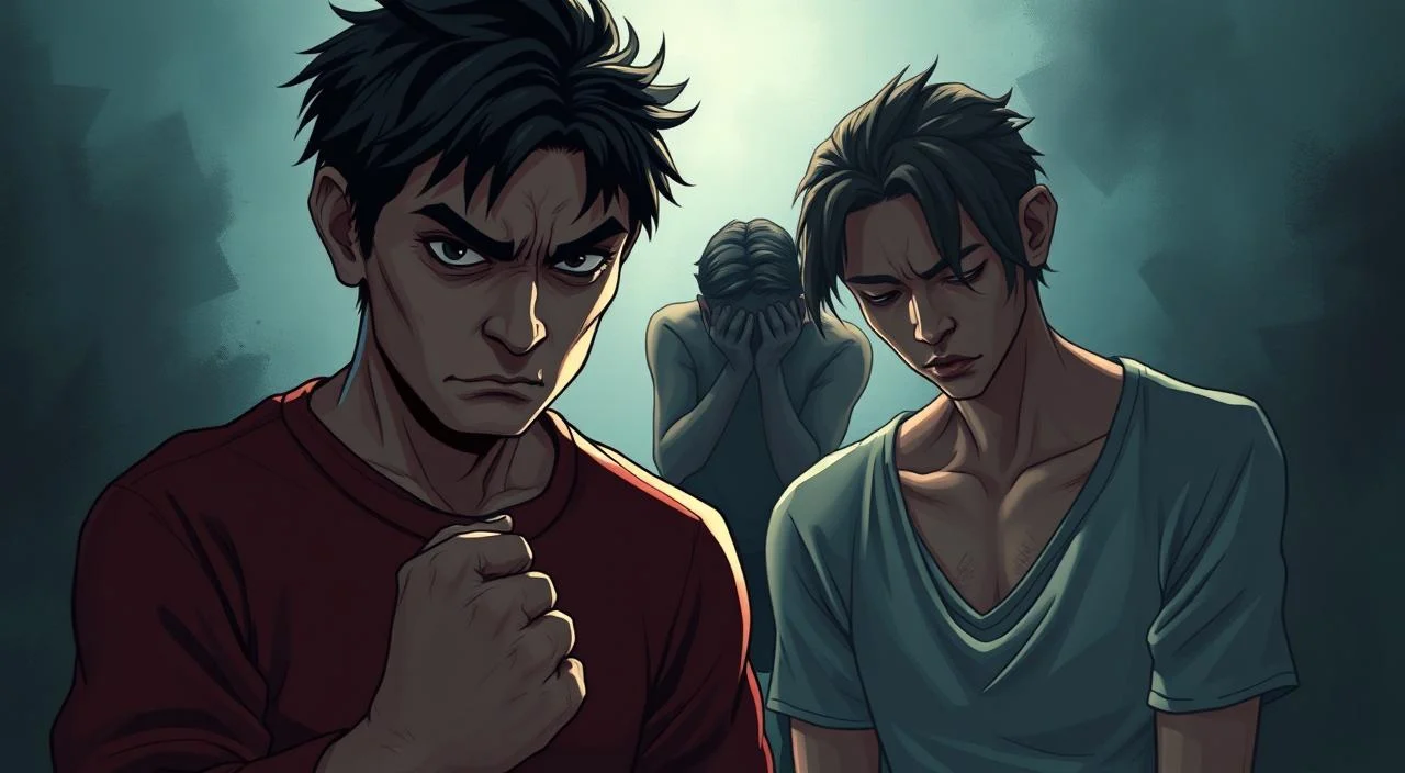 A detailed illustration depicting the distinct conceptual differences between anxiety and depression. In the foreground, a figure representing anxiety - tense, agitated, with a furrowed brow and clenched fists. In the middle ground, a figure representing depression - hunched, lethargic, with a pained expression. The background subtly shifts between cool, unsettling tones and warmer, more melancholic hues, visually conveying the emotional complexities of these mental health conditions. Dramatic, cinematic lighting casts dramatic shadows, highlighting the weight and depth of the subject matter. The scene is rendered with a painterly, high-detail aesthetic to draw the viewer into the nuanced psychological landscape. A detailed illustration depicting the distinct conceptual differences between anxiety and depression.