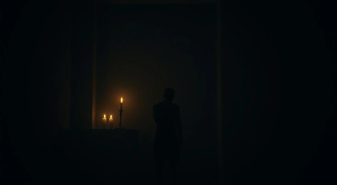 A dimly lit room, the walls adorned with shadows that seem to whisper judgment. In the center, a lone figure stands, their eyes downcast, shoulders hunched, consumed by the weight of perceived scrutiny. The air is thick with an oppressive atmosphere, a tangible sense of self-consciousness permeating the space. Soft, flickering candlelight casts an eerie glow, casting deep shadows that distort the individual's characteristics, reflecting the distorted perception of their own self-worth. The scene conveys the palpable unease and insecurity that comes with the fear of being judged, a universal human experience rendered in a visually compelling and emotionally evocative manner. A dimly lit room, the walls adorned with shadows that seem to whisper judgment.