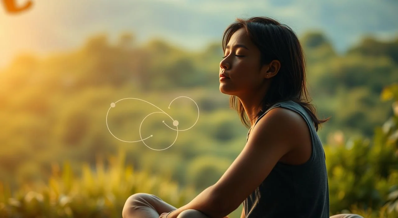 A serene and introspective scene of a person engaged in deep self-reflection, set against a peaceful, natural backdrop. The subject sits cross-legged, eyes closed, their expression one of focused contemplation. Warm, diffused lighting illuminates their face, creating a sense of inner calm and clarity. In the middle ground, an abstract representation of a feedback loop, with flowing lines and shapes symbolizing the exchange of insights and growth. The background depicts a lush, verdant landscape, hinting at the fertile ground for personal development and the interconnectedness of self-knowledge and external perspectives. A serene and introspective scene of a person engaged in deep self-reflection, set against a peaceful, natural backdrop.