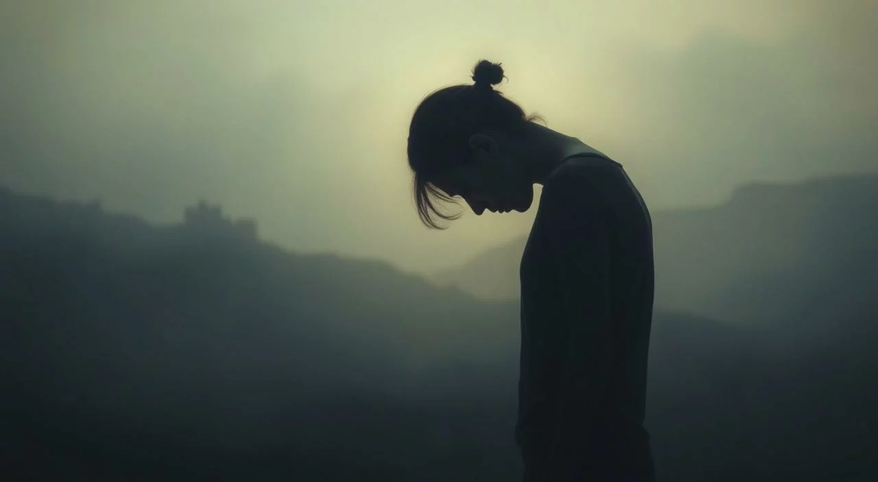 A solitary figure, head bowed, shoulders slumped, cast in soft, muted light that reflects their inner turmoil. The background is a hazy, dreamlike landscape, devoid of distractions, allowing the subject's emotional state to take center stage. The scene conveys a sense of vulnerability, uncertainty, and the weight of self-doubt, capturing the essence of "baixa autoestima" - low self-esteem. The composition is designed to elicit empathy and understanding, serving as a poignant visual representation of the article's subject matter. A solitary figure, head bowed, shoulders slumped, cast in soft, muted light that reflects their inner turmoil.