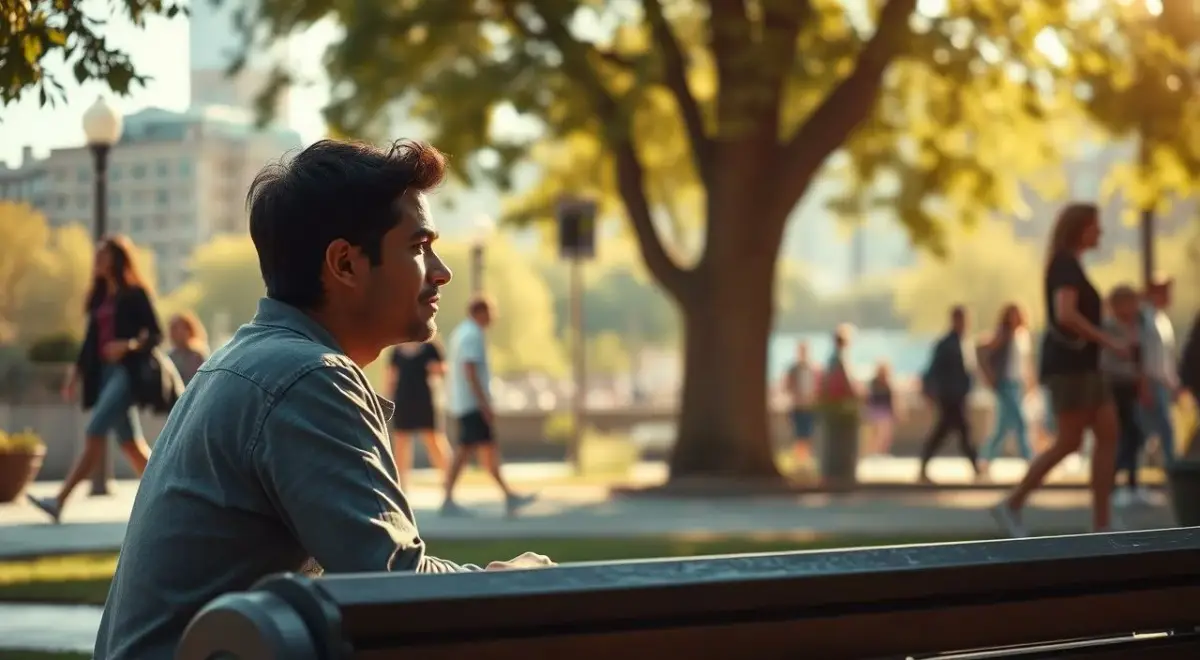 A warm, sun-dappled scene of everyday empathy. In the foreground, a person sits on a park bench, listening intently to another person sharing their thoughts. Their faces reflect a sense of understanding and connection. In the middle ground, passersby exchange friendly nodes and smiles, while in the background, a bustling urban landscape provides a vibrant backdrop. The lighting is soft and inviting, creating a sense of tranquility and intimacy. The overall atmosphere conveys the power of empathy to build meaningful, healthy relationships in our daily lives. A warm, sun-dappled scene of everyday empathy.