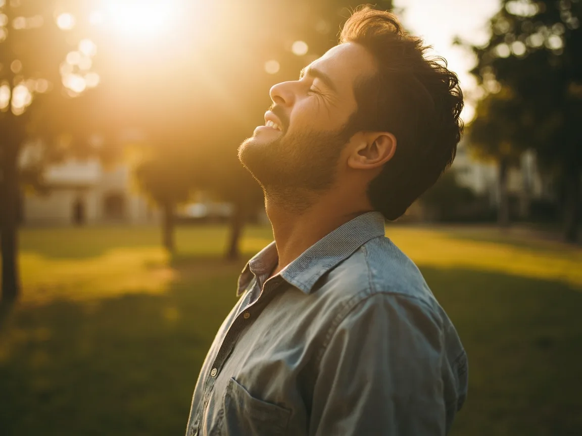 Pessoa respirando com calma e postura confiante ao superar o medo de julgamento