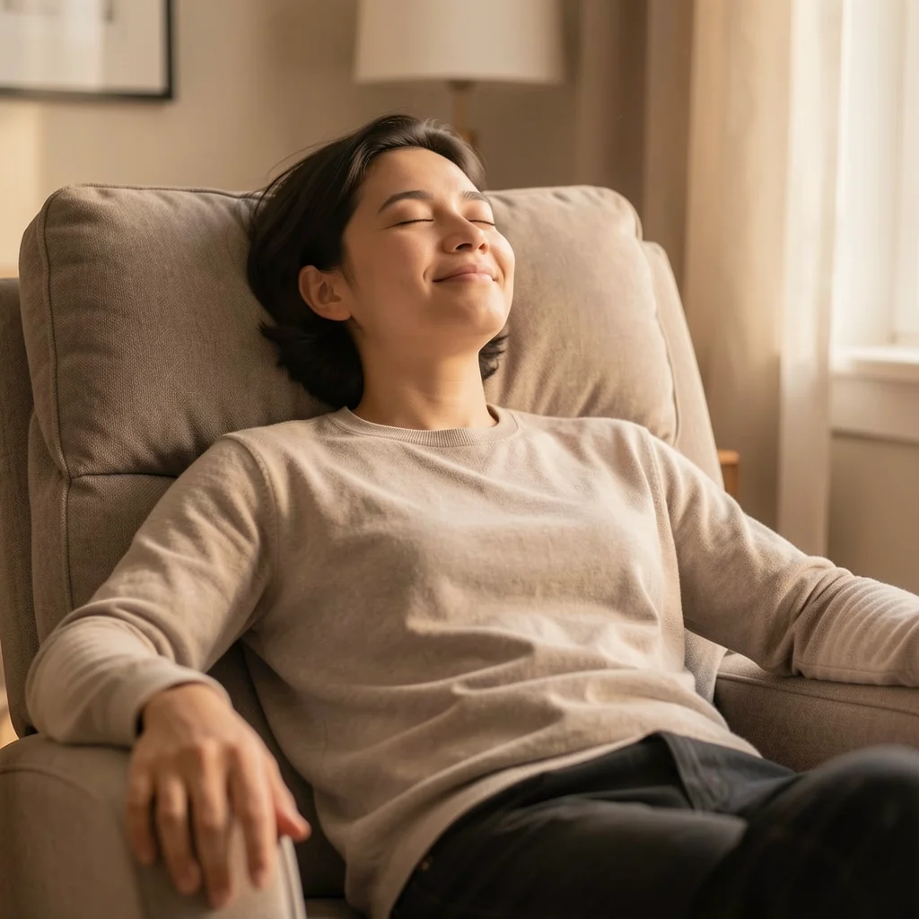 Pessoa em relaxamento profundo na poltrona