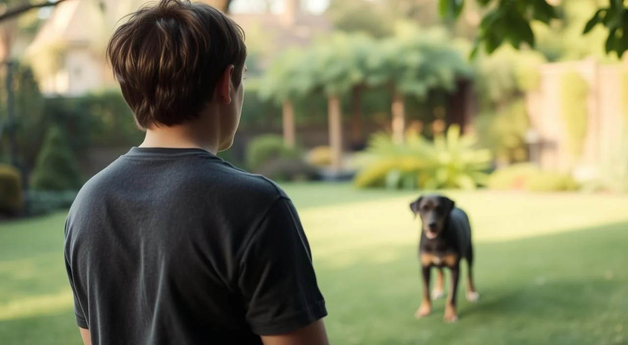 How to deal with a fear of dogs. Therapy visual about facing fear with calm professional support