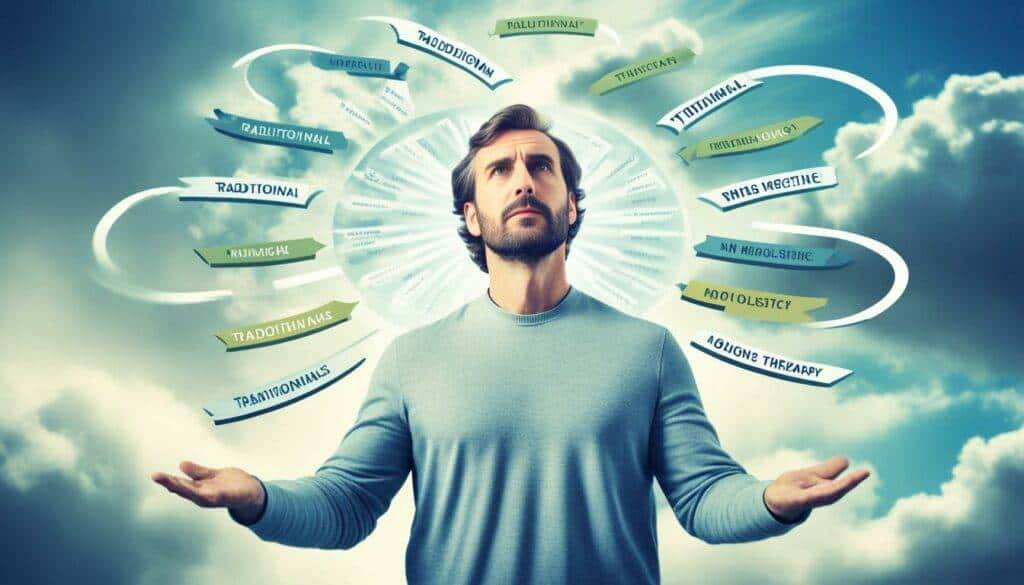 challenges of holistic therapy Illustration about mental health and emotional well-being
