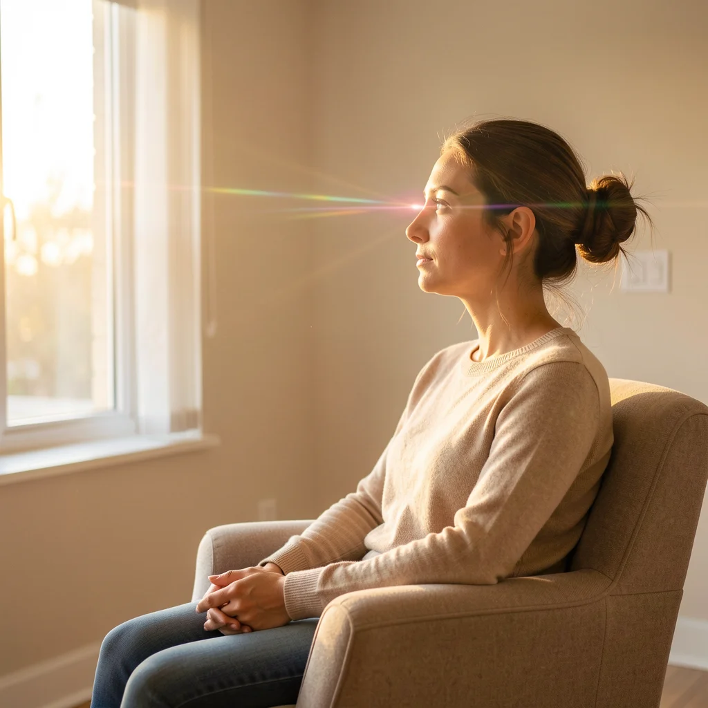 Person receiving EMDR therapy with eye movement tracking
