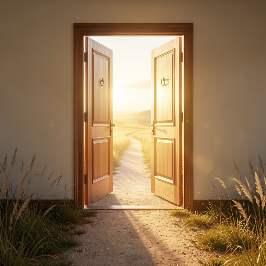 Open door symbolizing hope and recovery from FND