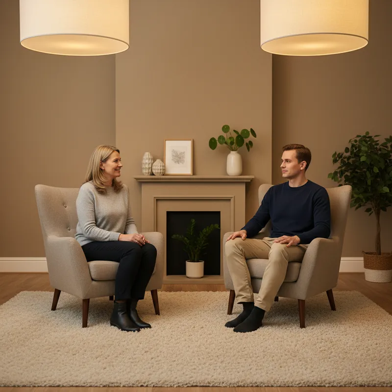 Therapist and patient in an EMDR session for FND Therapist and patient in an EMDR session for FND