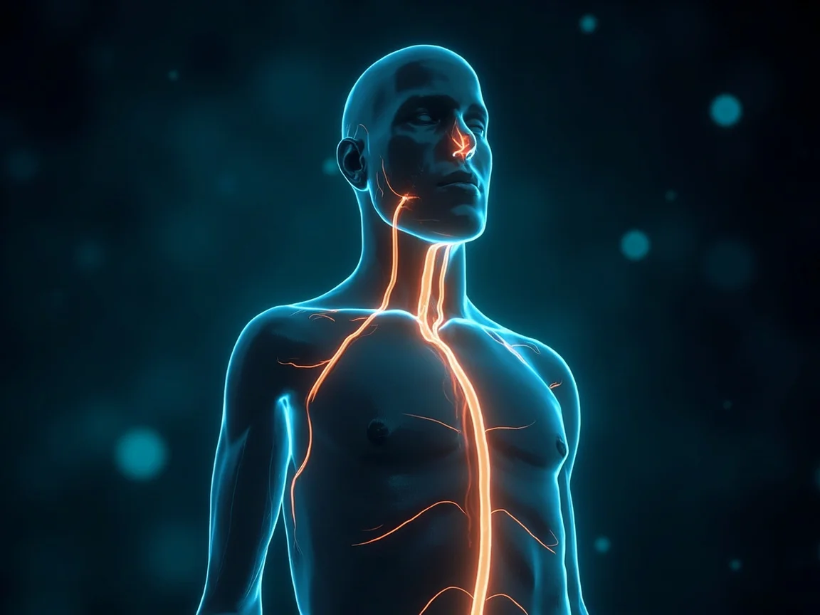 Ilustracao anatomica do nervo vago no corpo humano
