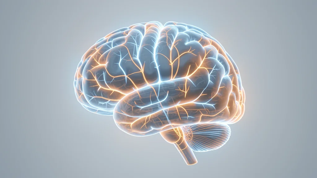 cerebro abstrato com vias neurais brilhantes