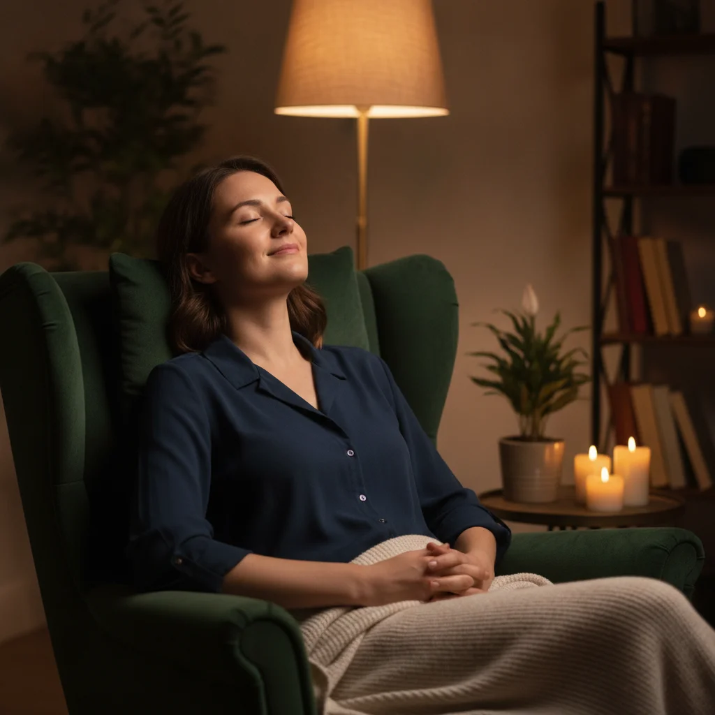 Hipnoterapia para FND Pessoa em relaxamento profundo em sessao de hipnoterapia