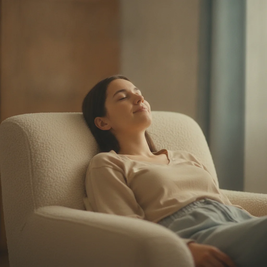 Pessoa em relaxamento profundo durante hipnoterapia