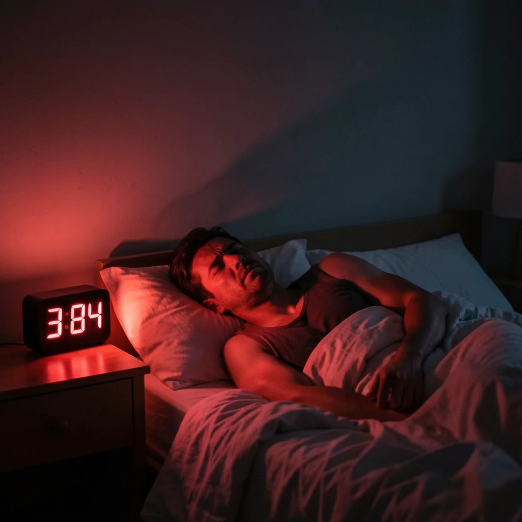 Person awake at 3am with insomnia