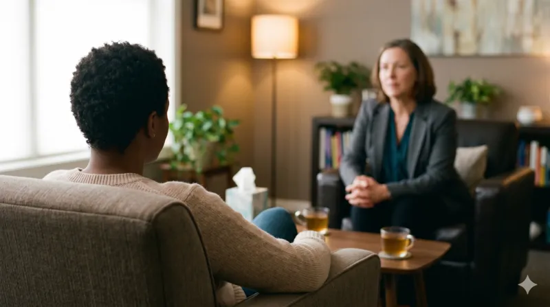 Person in session with therapist Person in session with therapist