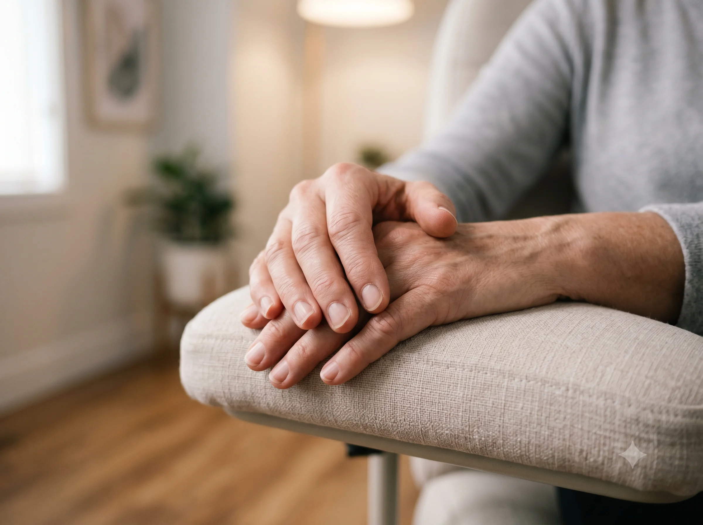 Relaxed hands during hypnotherapy session
