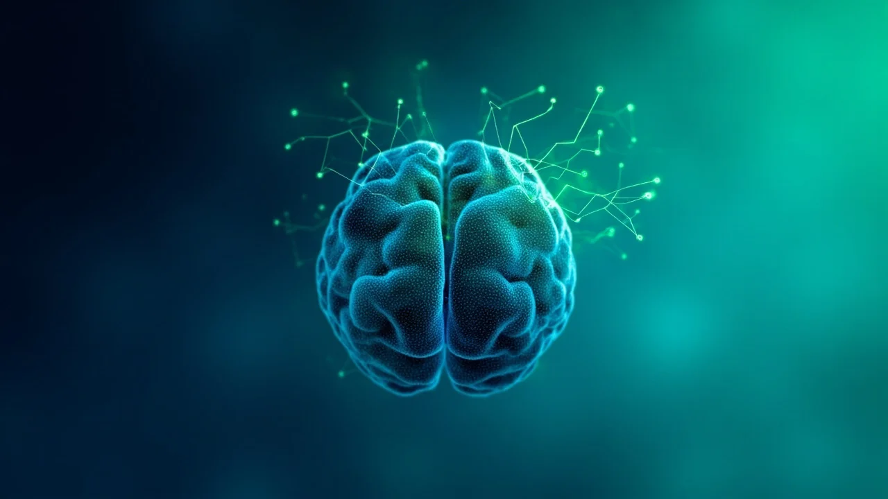 conceptual brain illustration with neural signals