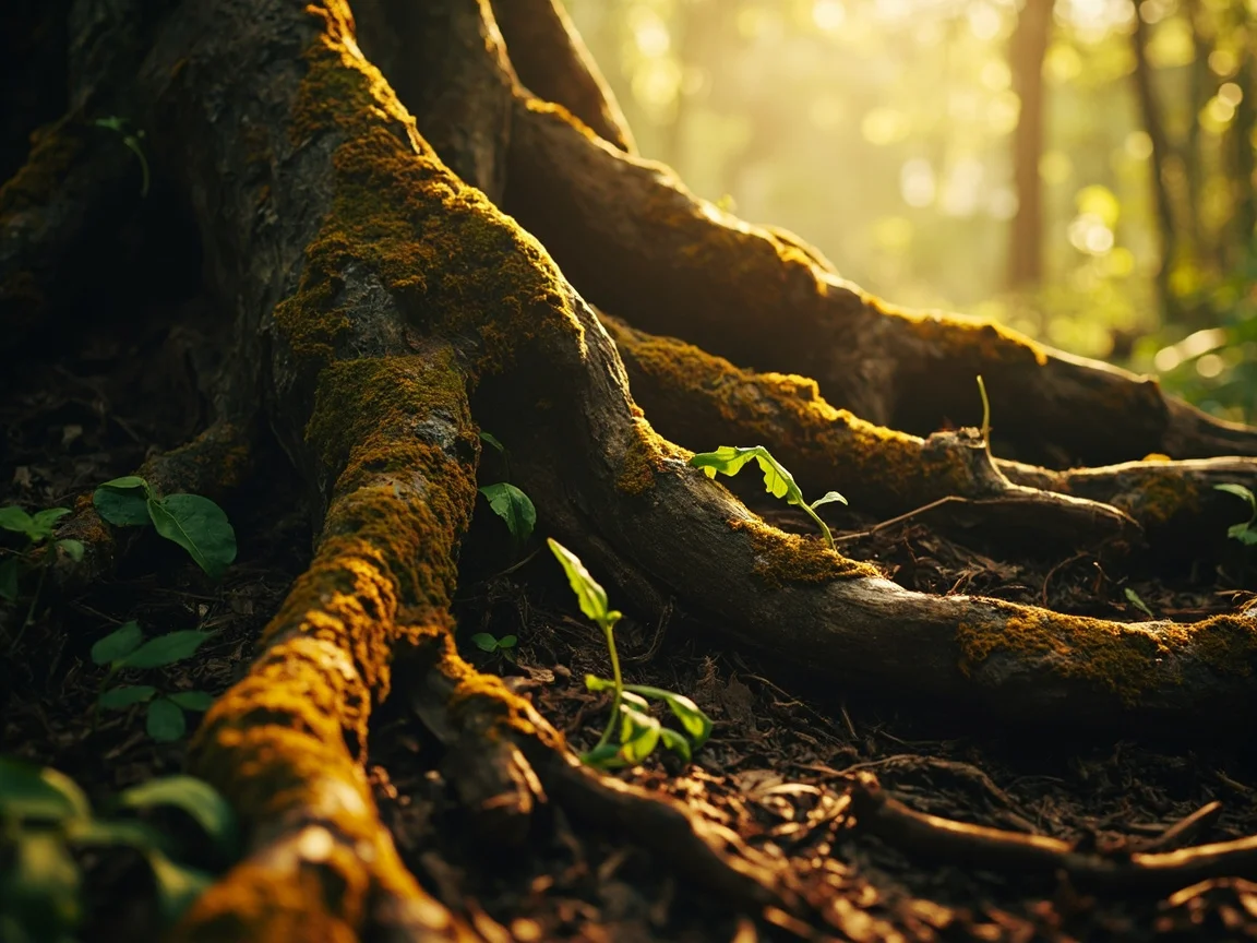 Close up of mature tree roots showing stability