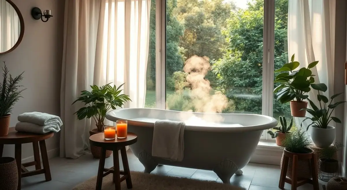 bathing ritual Illustration about mental health and emotional well-being