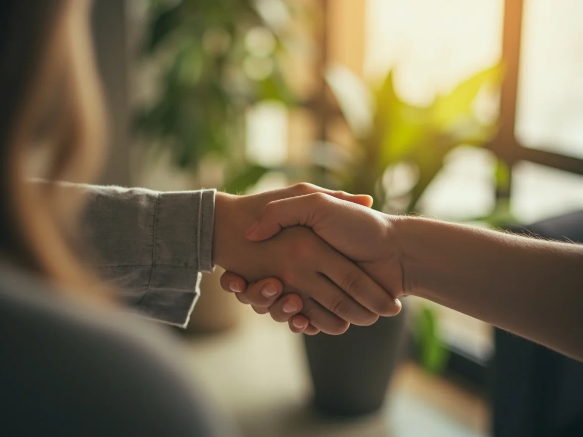 Handshake symbolizing trust in therapeutic relationship