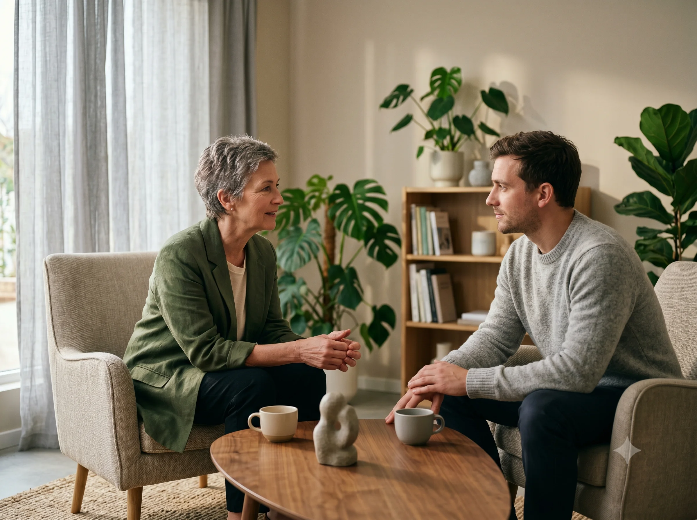 Trust and connection in bilingual therapy Therapist and client in session with open body language