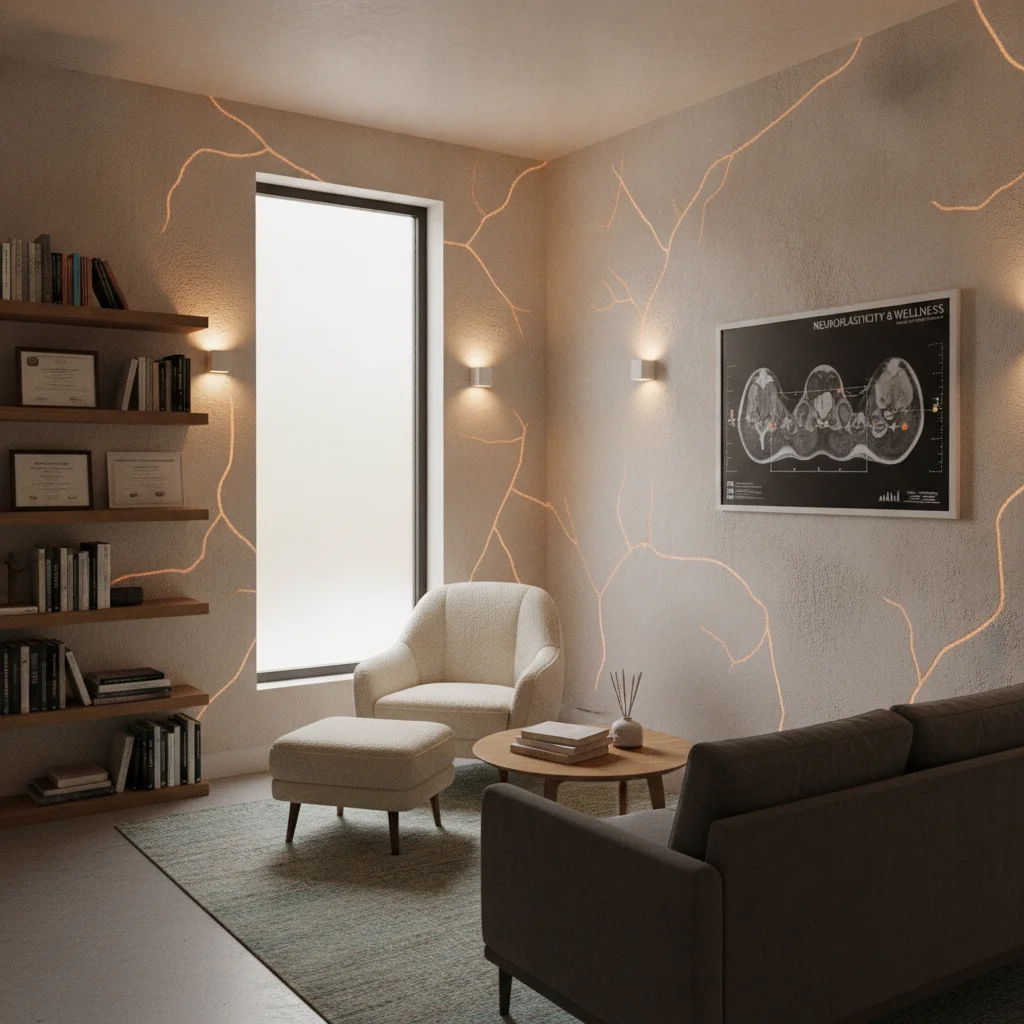 Sala de consulta terapeutica com luz ambiente calma
