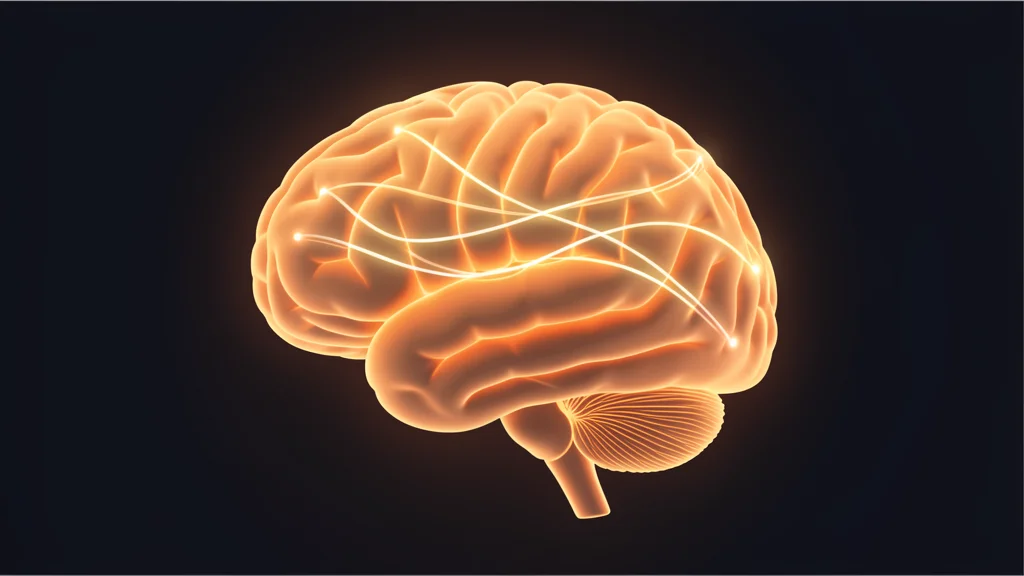 Cerebro com pulsos de luz saindo do cortex visual