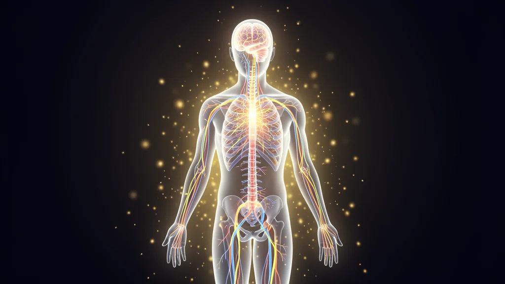 Silhueta com redes neurais brilhantes do cerebro ao corpo
